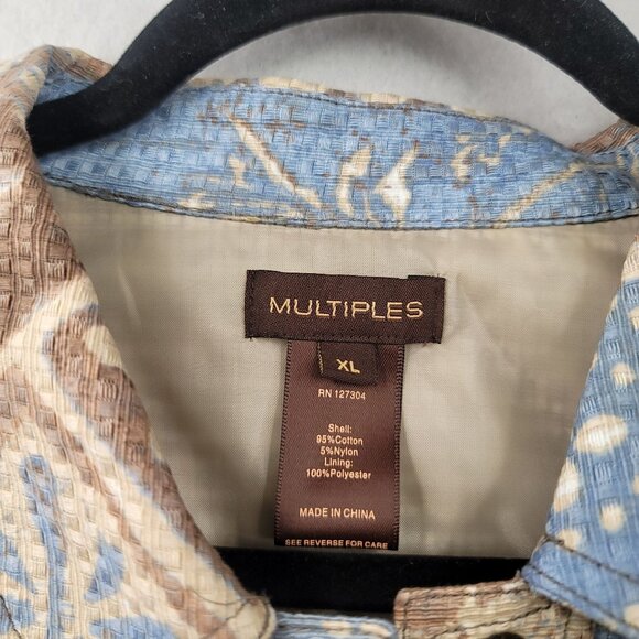 2007 Deadstock Multiples Missy Nantucket Quilted Jacket XL Cotton Brown Blue - Picture 6 of 12